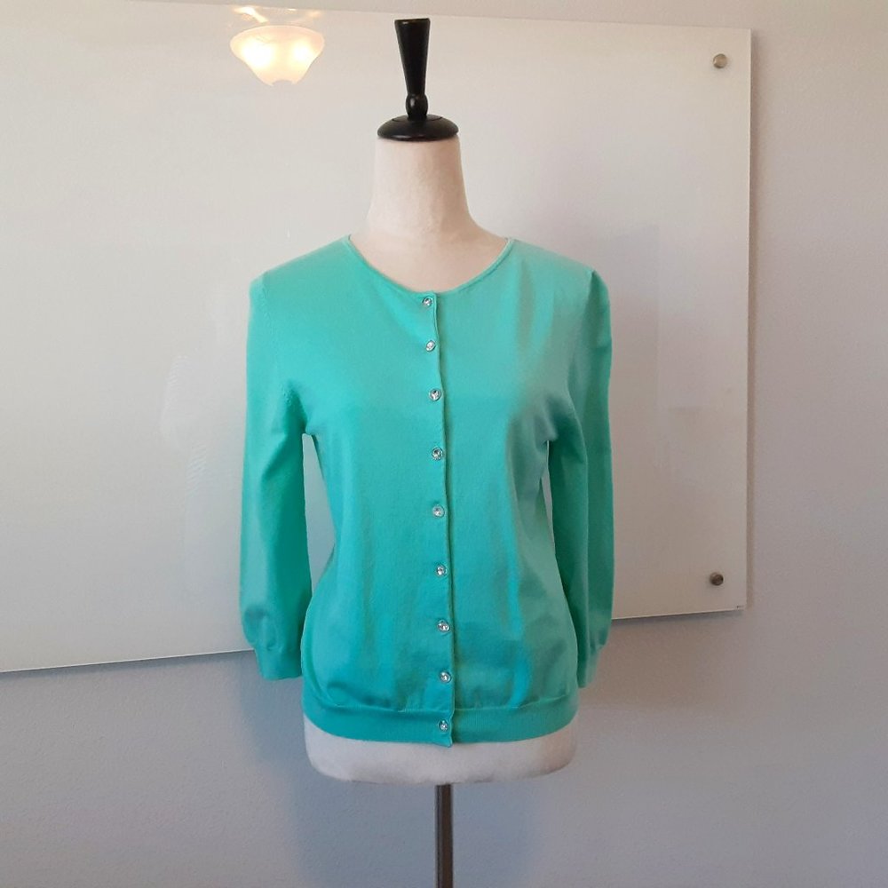 EUC Silk Blend Turquoise Cardigan - size L